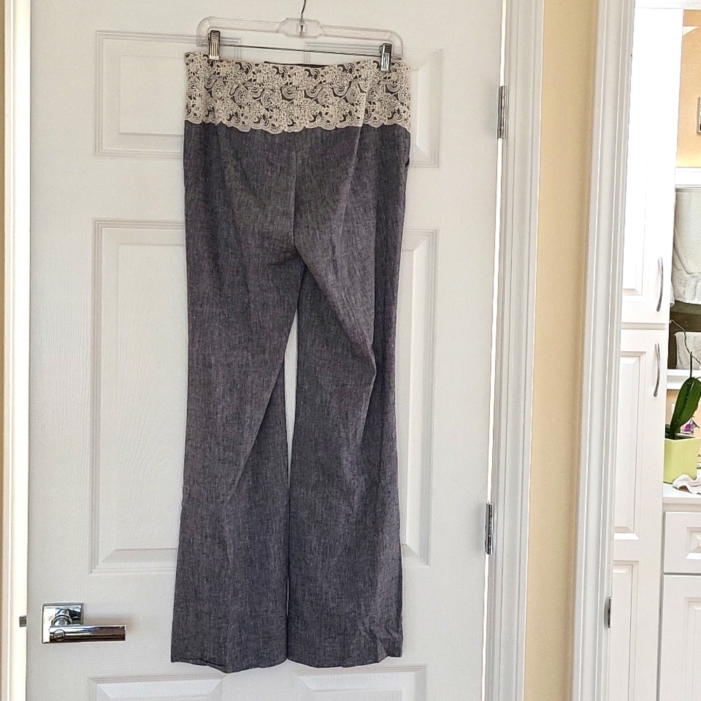 Brighton Elevenses gorgeous linen 👖 pants with beautiful lace - Picture 3 of 12